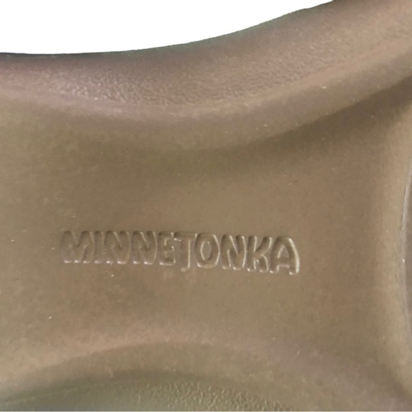 Minnetonka Sabina Slip On Wedge Slide Sandals Shoes 8M Lt Blue Fabric Upper New - Picture 2 of 6